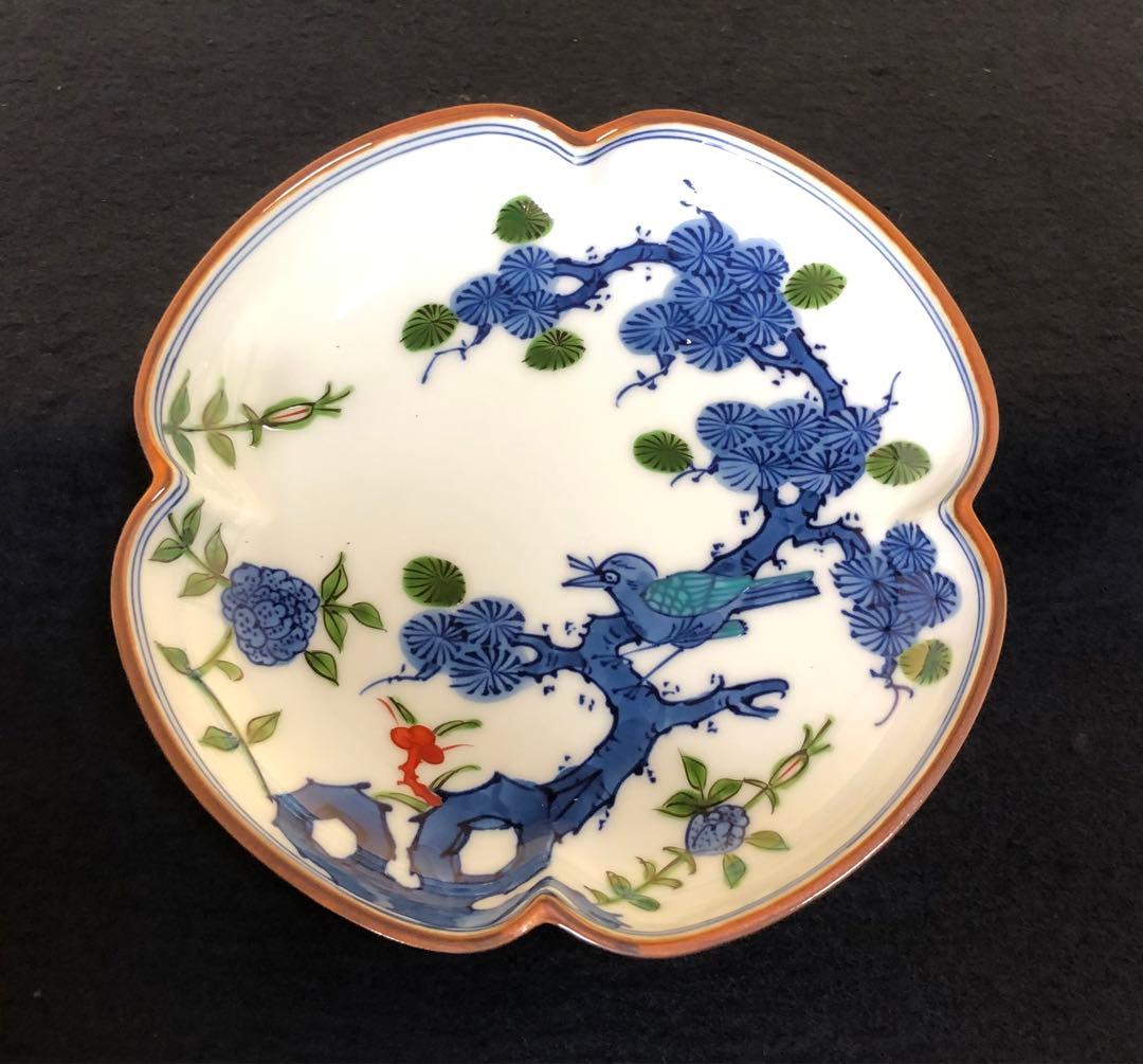 割引❗️《レ》有田焼 源右衛門作 染錦松花鳥 木瓜 銘々皿5客 251127お1