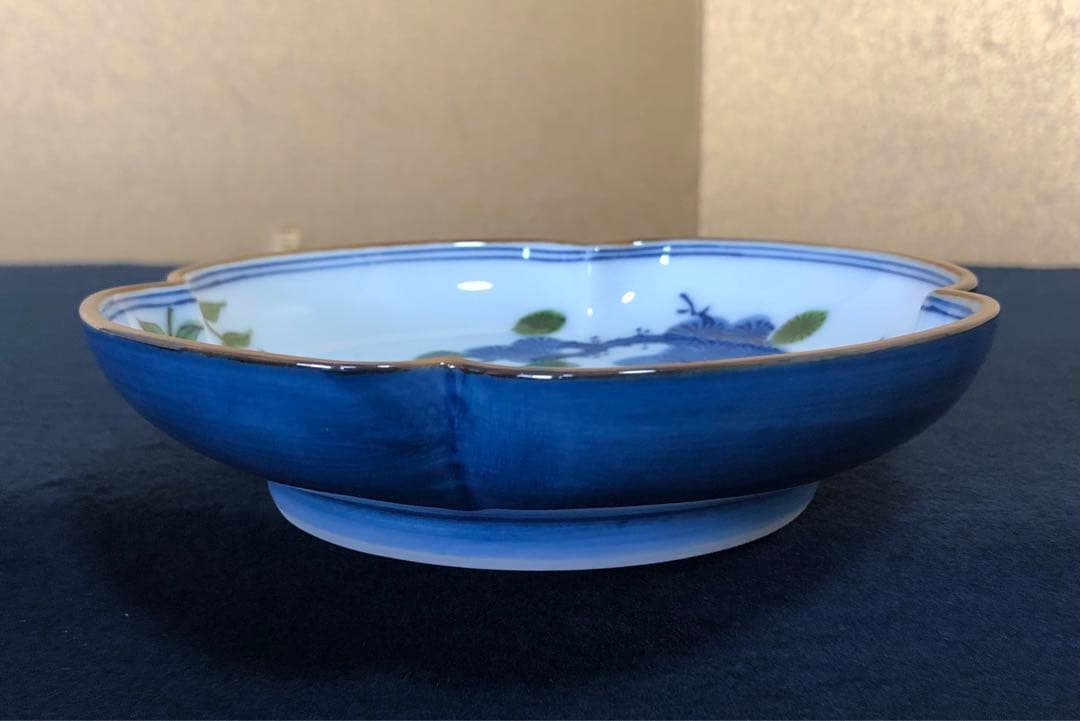 割引❗️《レ》有田焼 源右衛門作 染錦松花鳥 木瓜 銘々皿5客 251127お1