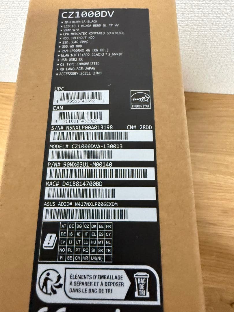 ASUS Chromebook 本体 全て付属Detachable CZ1