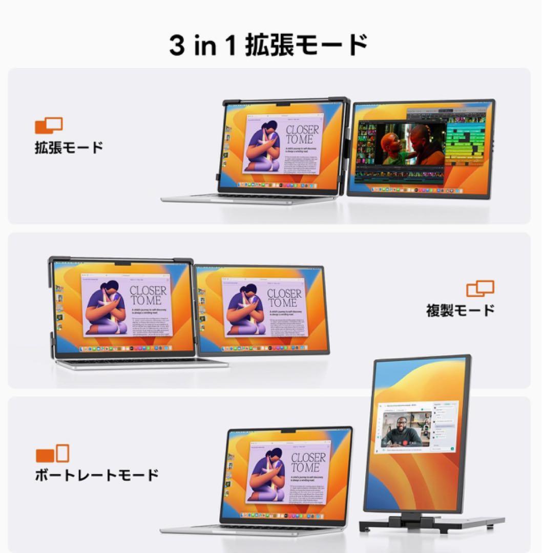 ❤️大特価❤️ デュアルモニター　14.1インチ　付属スタンド搭載　スマホ画面共有