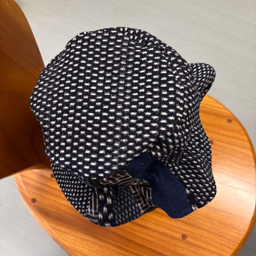 ㉕絣（かすり）のパッチワーク・バケットハット　着物リメイク Mサイズ