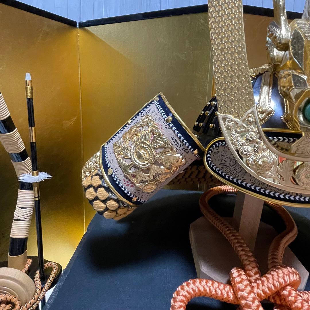 五月人形　鎧飾り　弓・太刀、金屏風セット【金沢箔】