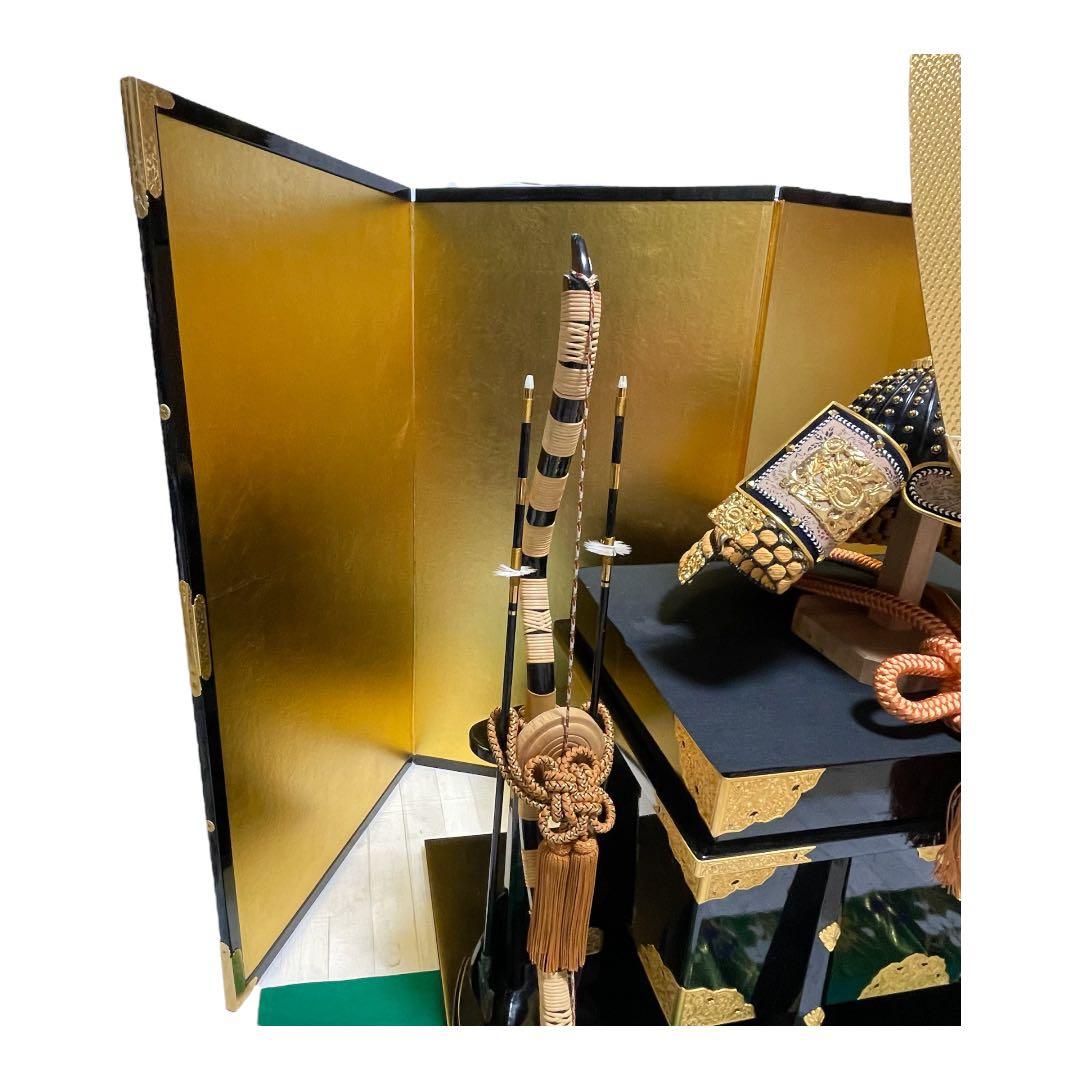 五月人形　鎧飾り　弓・太刀、金屏風セット【金沢箔】