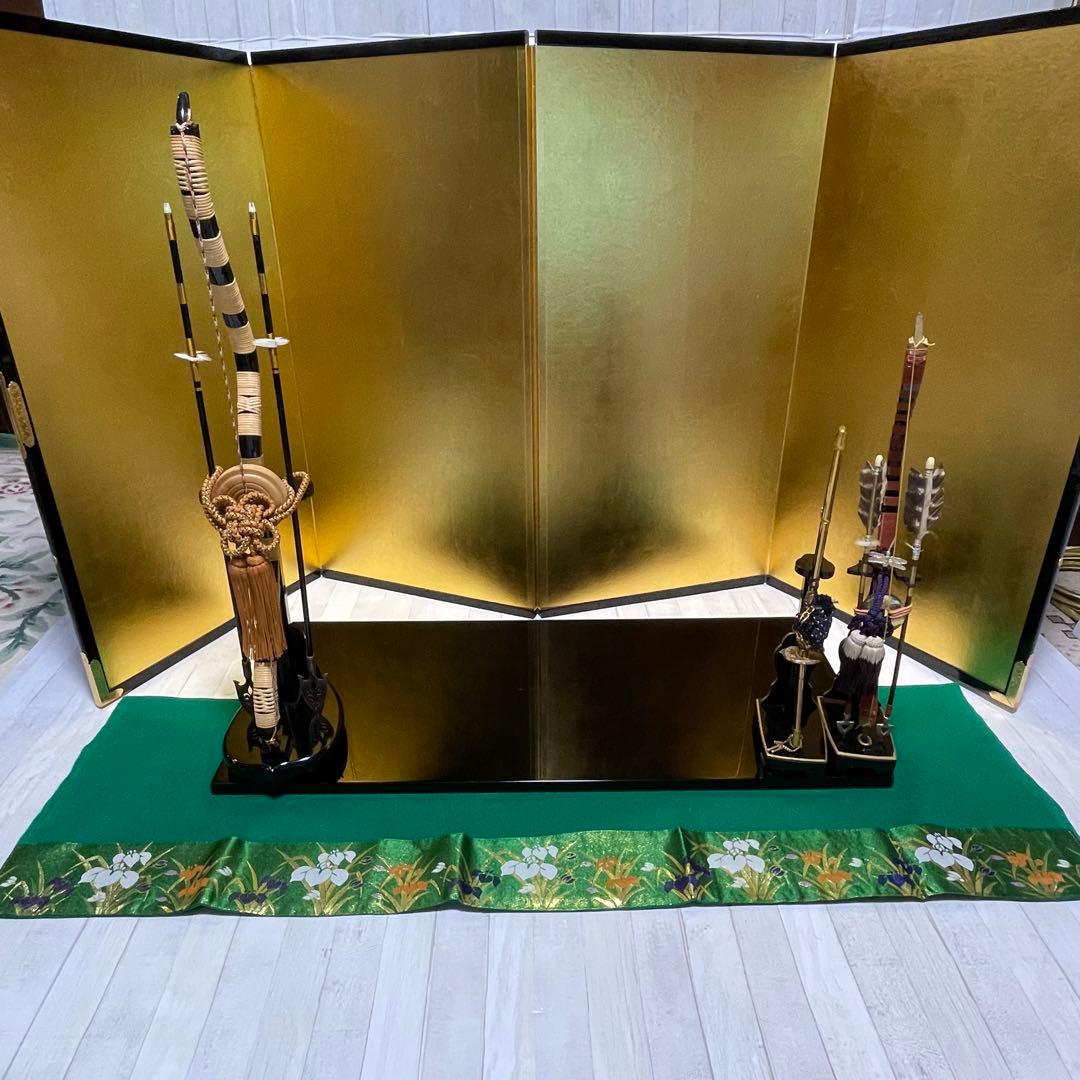 五月人形　鎧飾り　弓・太刀、金屏風セット【金沢箔】