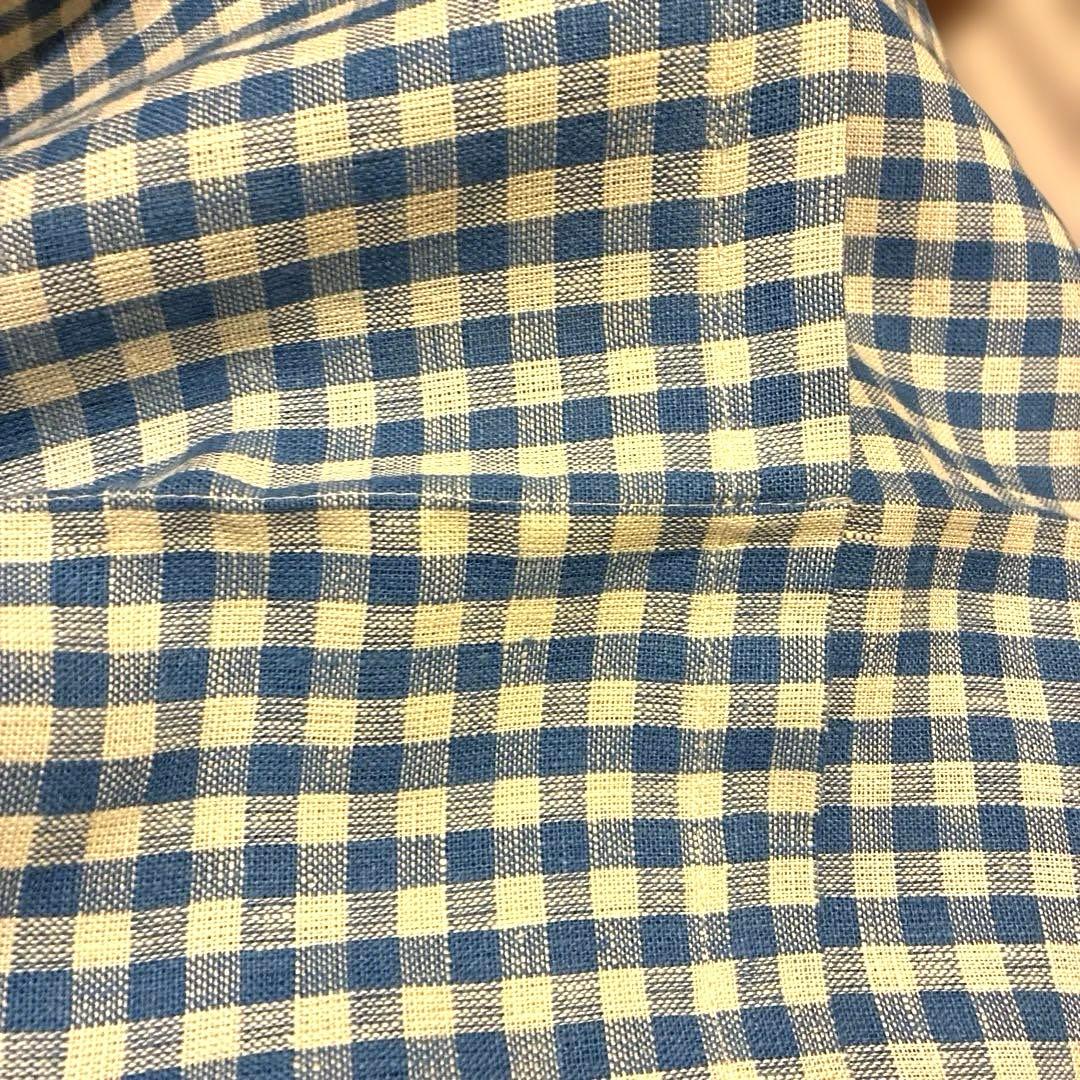 FOG LINEN WORK 青と白のチェック柄エプロン