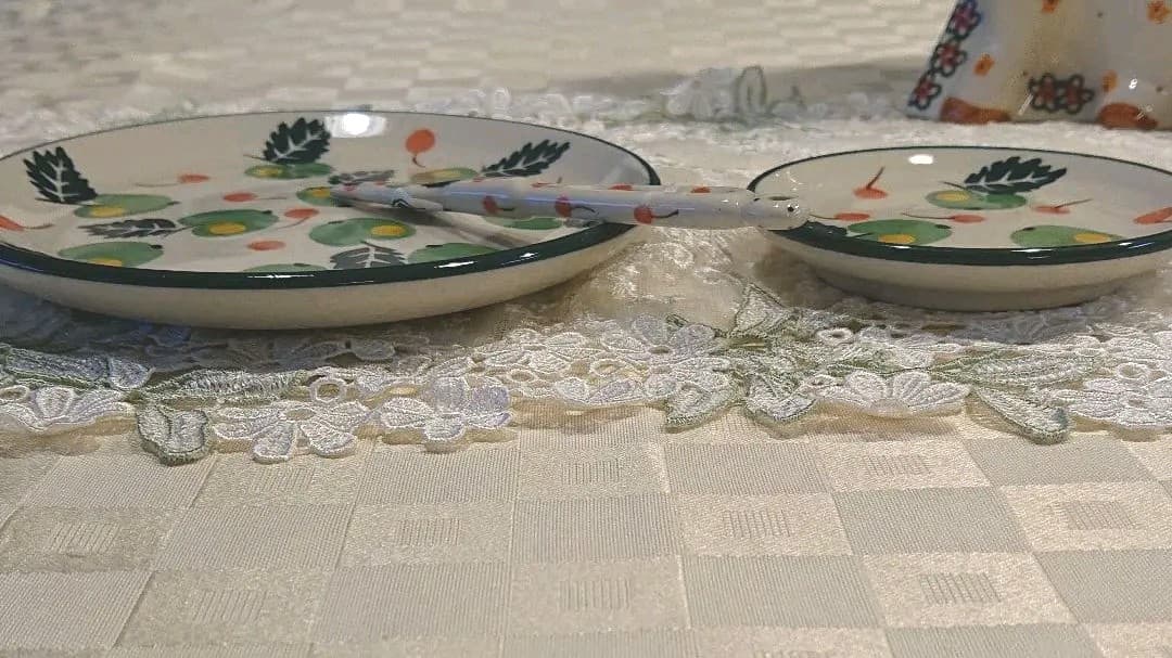 ポーリッシュ ポタリー/ プレート2種&ピック～☆青りんご&チェリー☆～