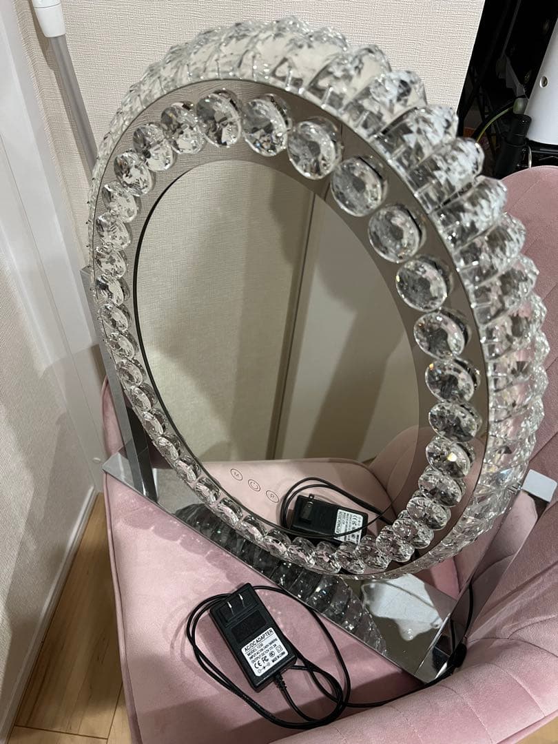 ハリウッドミラー 女優ミラー クリスタル調 LED三色調光