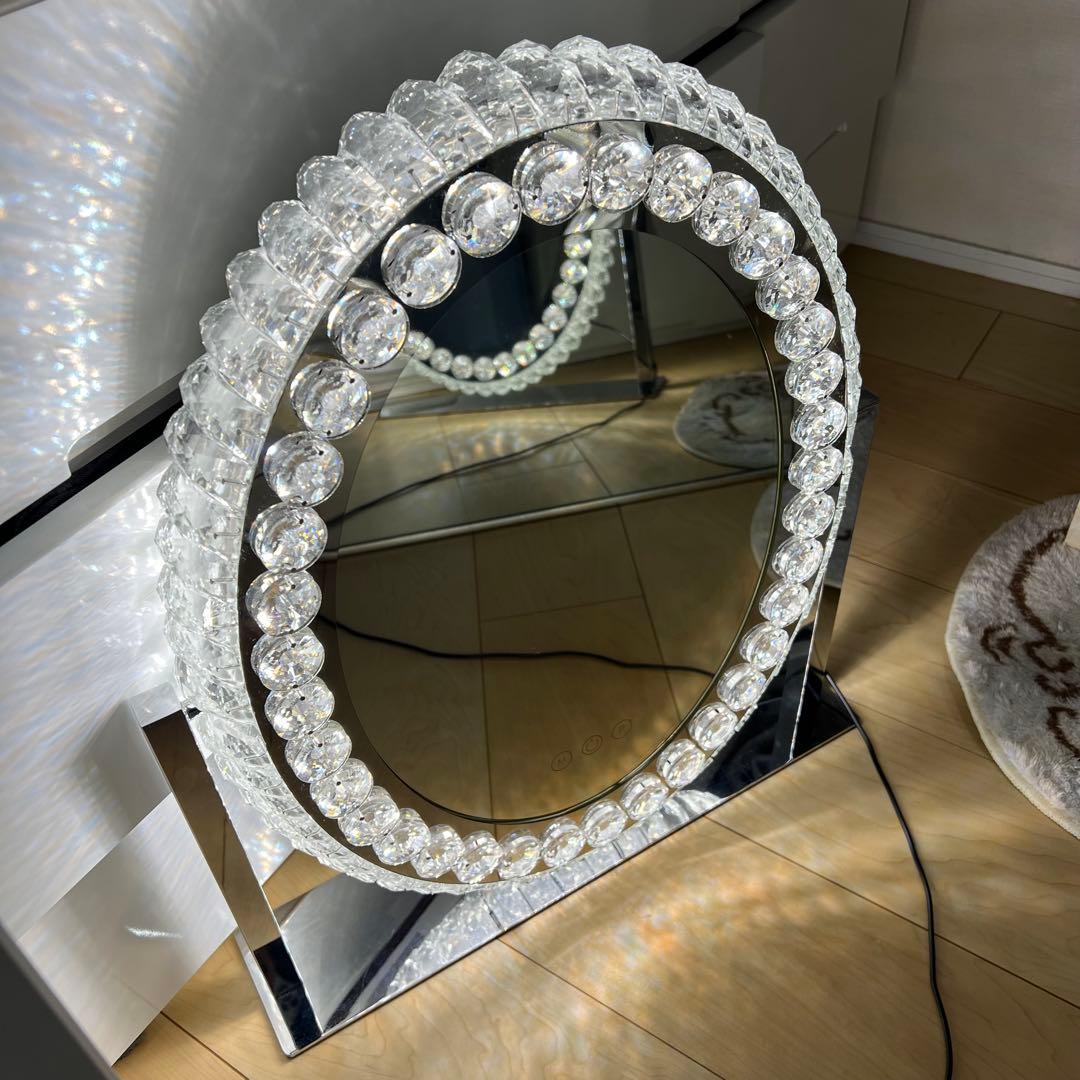 ハリウッドミラー 女優ミラー クリスタル調 LED三色調光