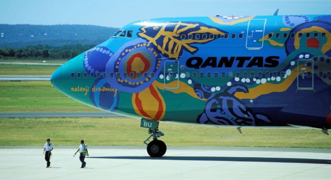 カンタス航空 Airlinertags B747-300 六角形カット