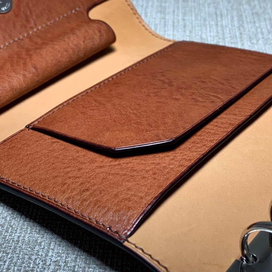 【美弥】オーダー　総手縫仕上げミニ6システム手帳(リネアヴァスカ×ヌメ革)