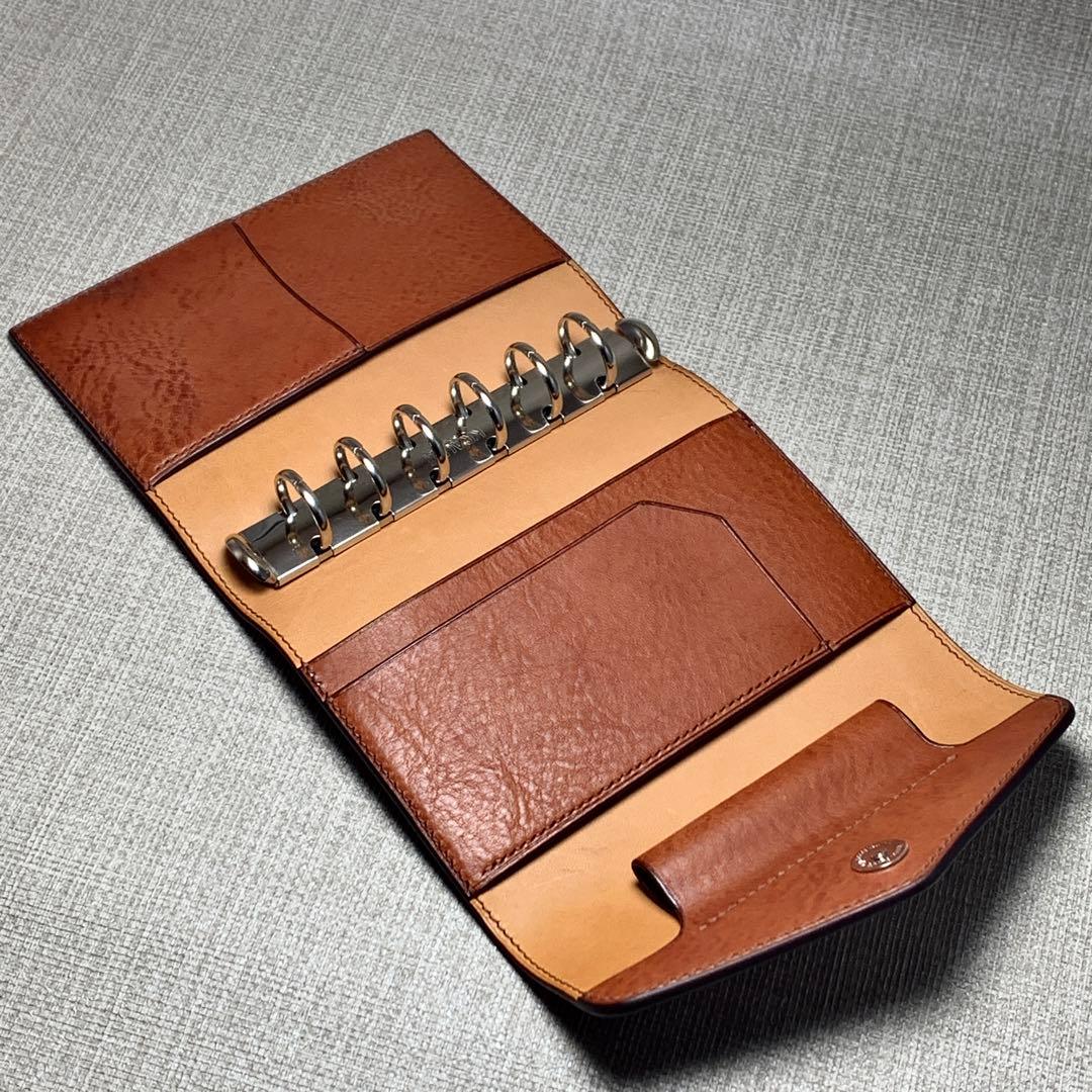 【美弥】オーダー　総手縫仕上げミニ6システム手帳(リネアヴァスカ×ヌメ革)