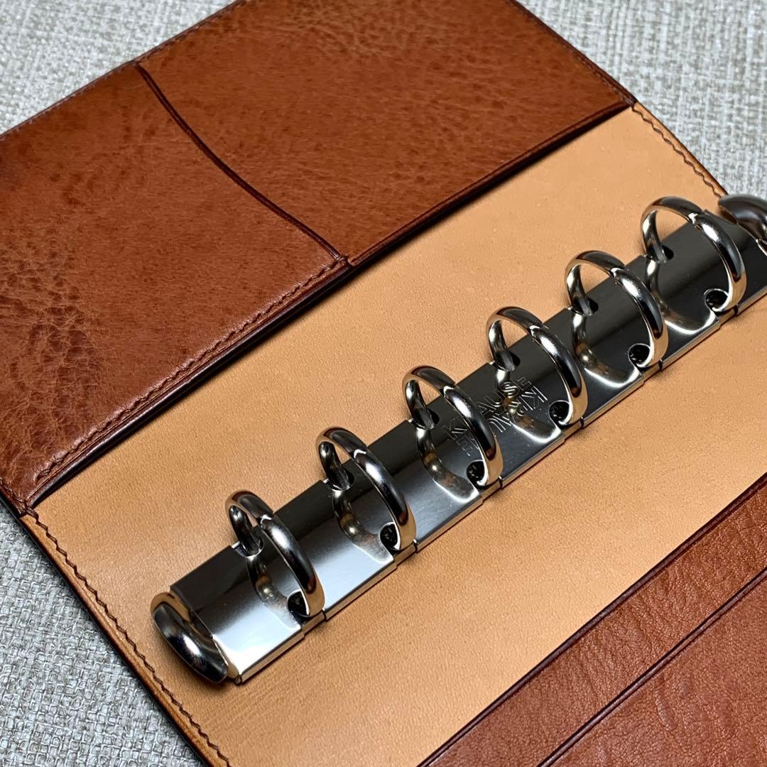 【美弥】オーダー　総手縫仕上げミニ6システム手帳(リネアヴァスカ×ヌメ革)