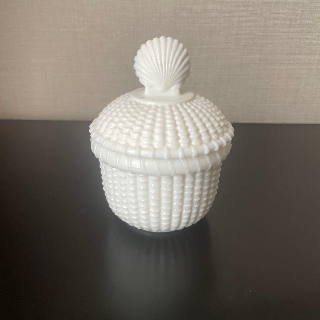 ナンタケットバスケット ガラス製 キャンディバスケット（白）