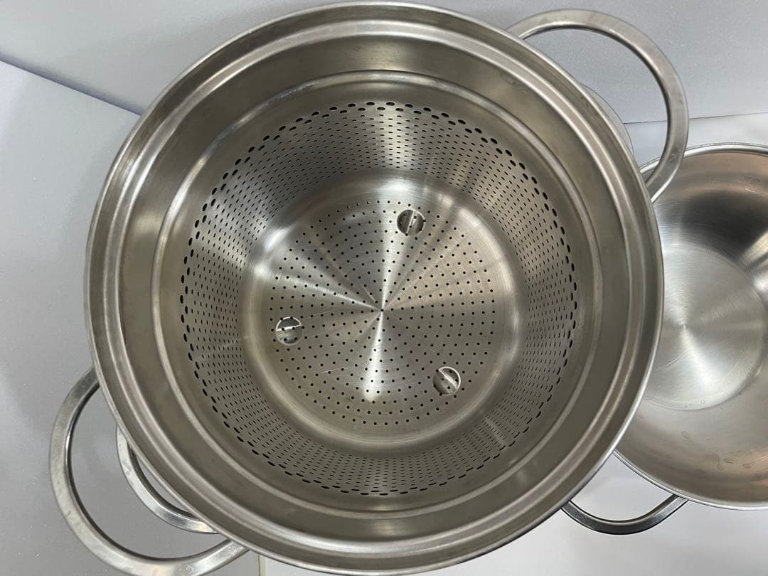 IH対応 LAGOSTINA社 パスタストレーナー＆スチームポット、