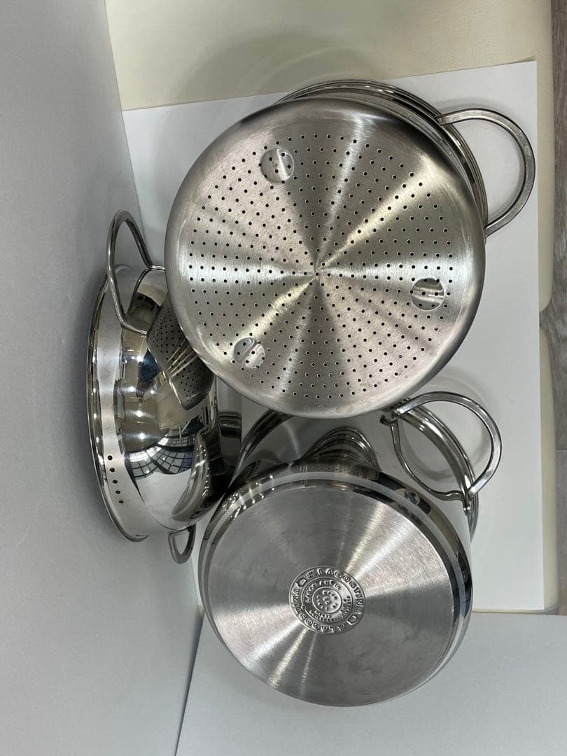 IH対応 LAGOSTINA社 パスタストレーナー＆スチームポット、