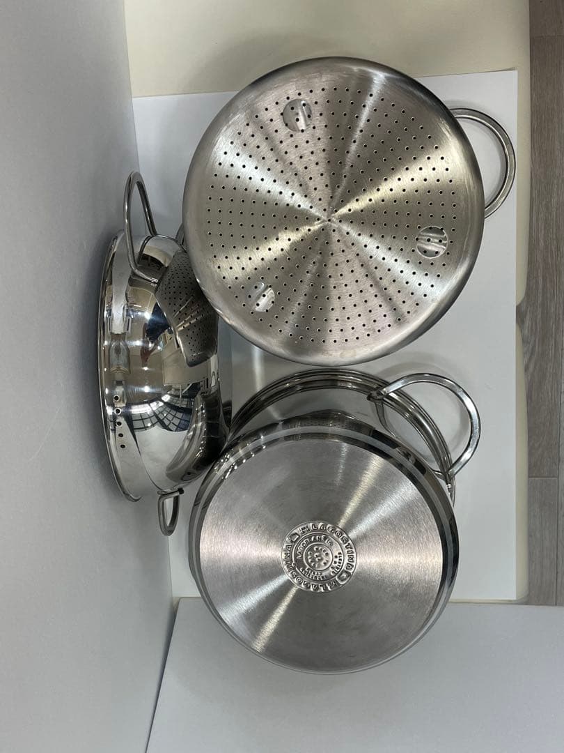 IH対応 LAGOSTINA社 パスタストレーナー＆スチームポット、