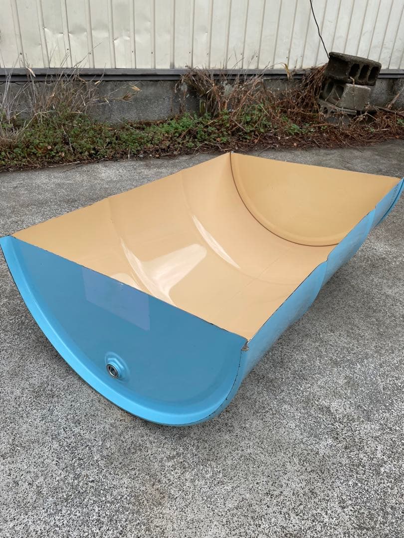 つばさ ドラム缶 半切りプランター 本体2個セット、木製台座2個セット