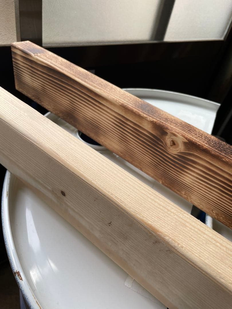 つばさ ドラム缶 半切りプランター 本体2個セット、木製台座2個セット