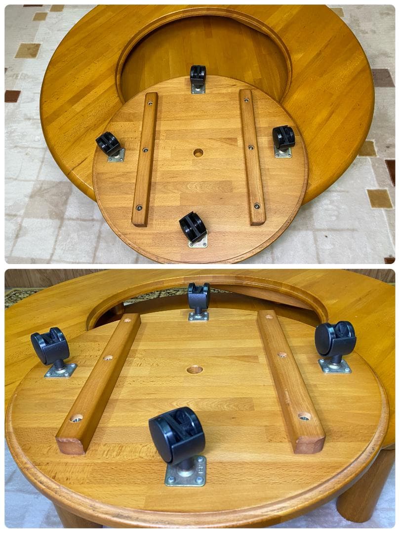 丸座卓　ローテーブル（穴付き）