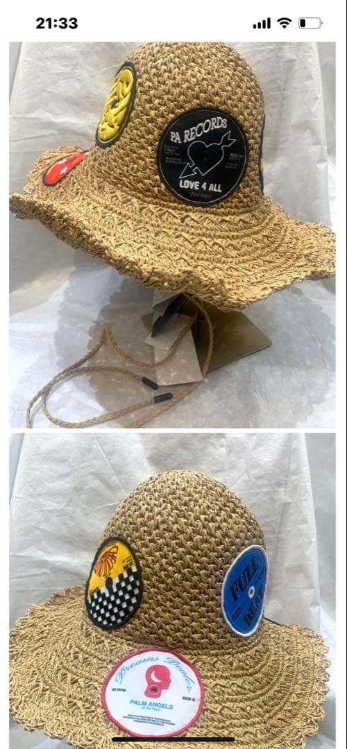 PALM ANGELS ストローハット ベージュ