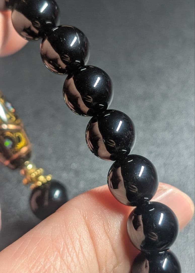 高品質艶美伝統工芸品大漆銅線亀甲天珠☓モリオン☓黒金スーパーセブンデザブレ