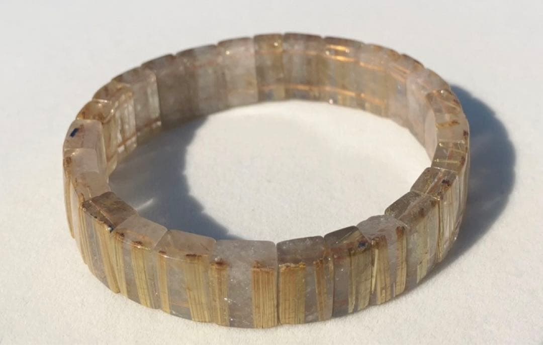 新品　ゴールド タイチン太針ルチル水晶バングル 男女OK