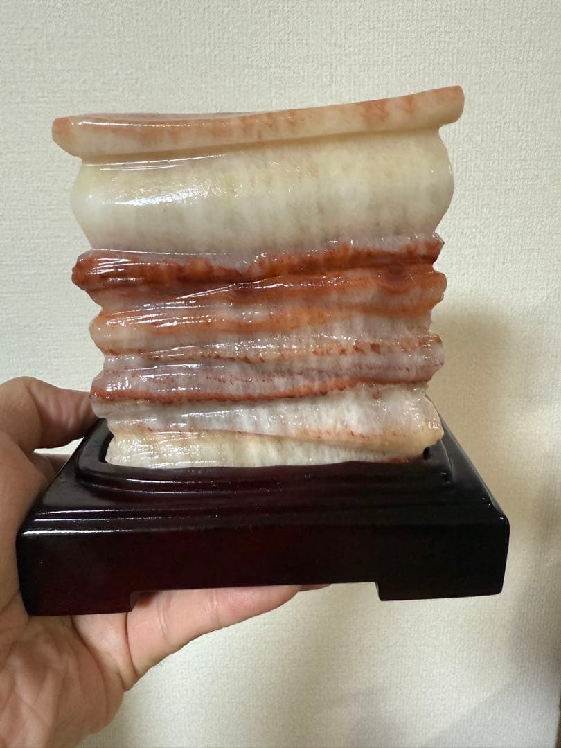 新品超大バラ肉石奇石 天然観賞石 原石 豚肉石　台座込み　希少　送料無料