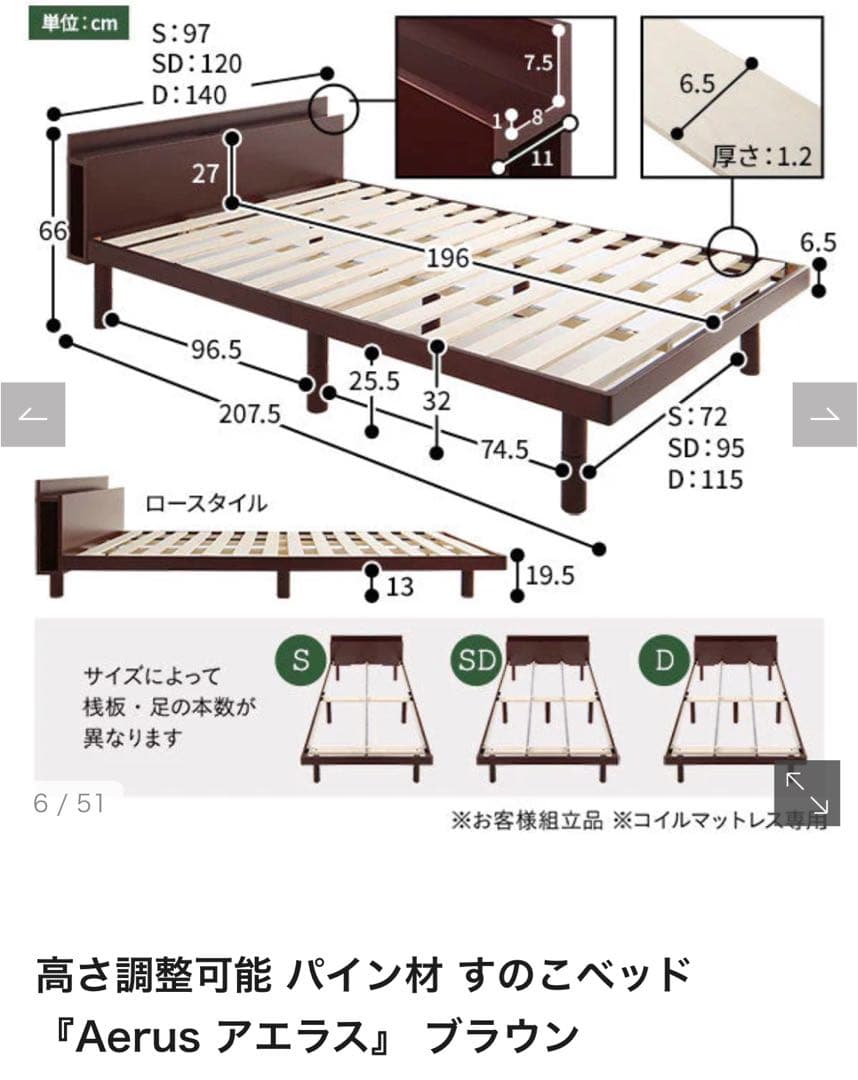 ★未使用★ダブルベッド フレームのみ(すのこ・コンセント有)