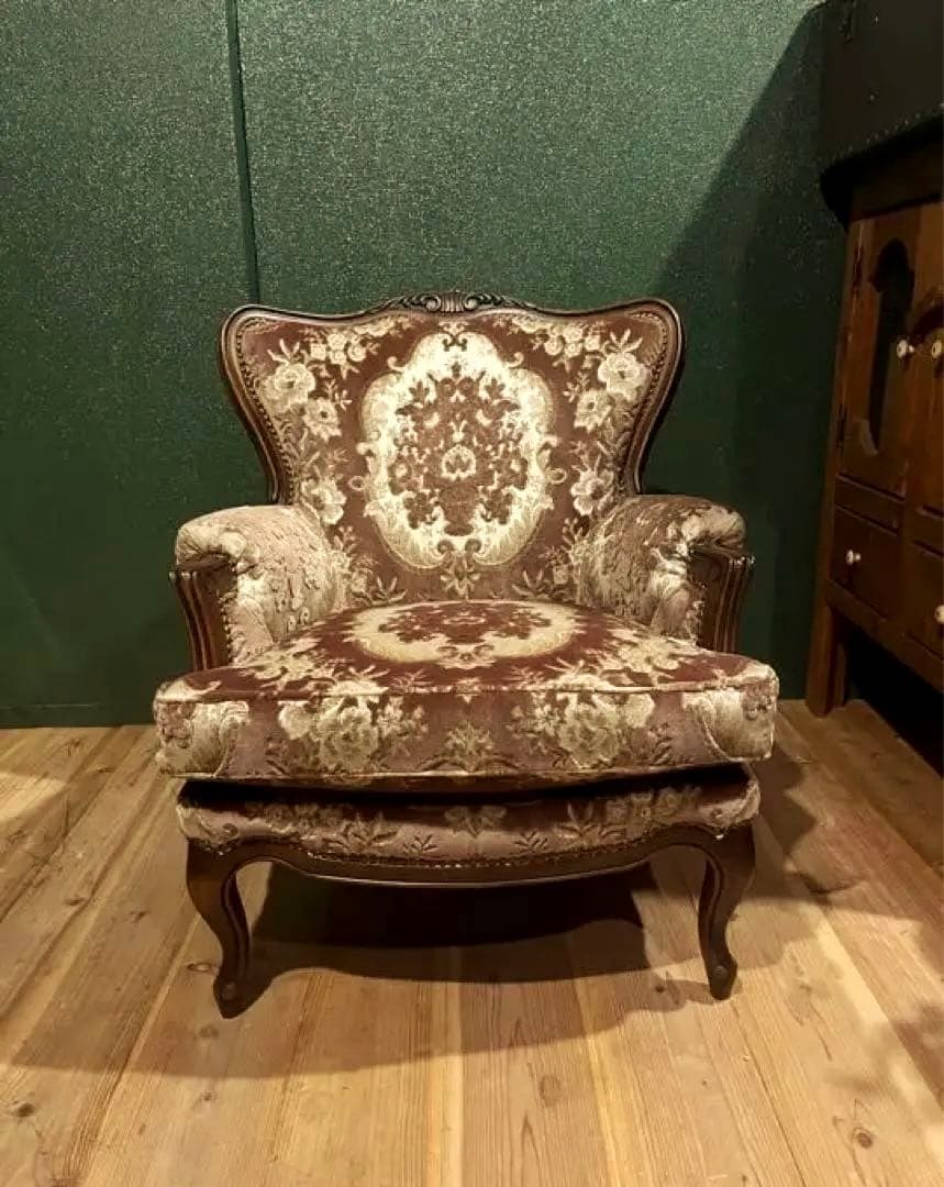 希少 カリモク シングルソファ ドマーニ 金華山 ルイ15世 アンティーク