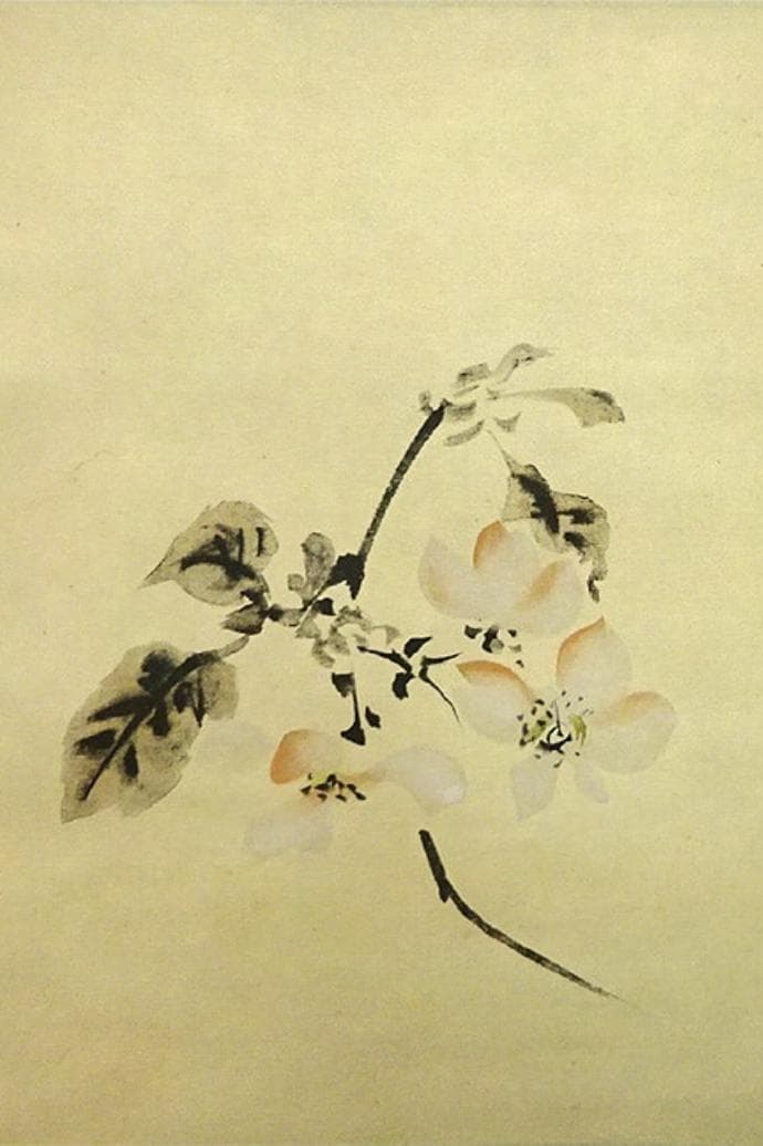 【複製画】掛軸 渡辺崋山『芳野懐古 花図』紙本 共箱付 掛け軸 a103010