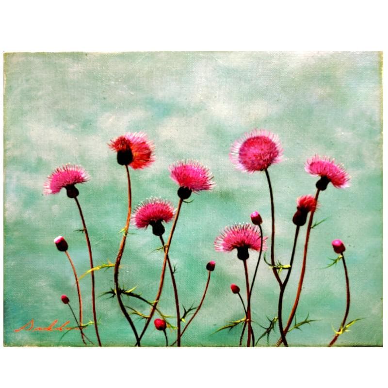 ☆中原真一☆「あざみ」油絵　F３号　新品額！