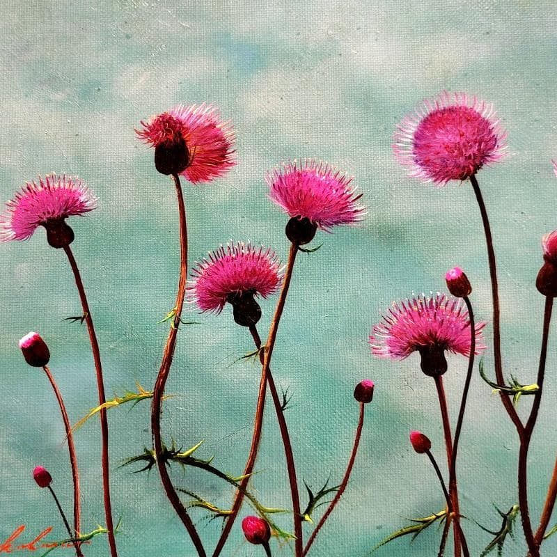 ☆中原真一☆「あざみ」油絵　F３号　新品額！