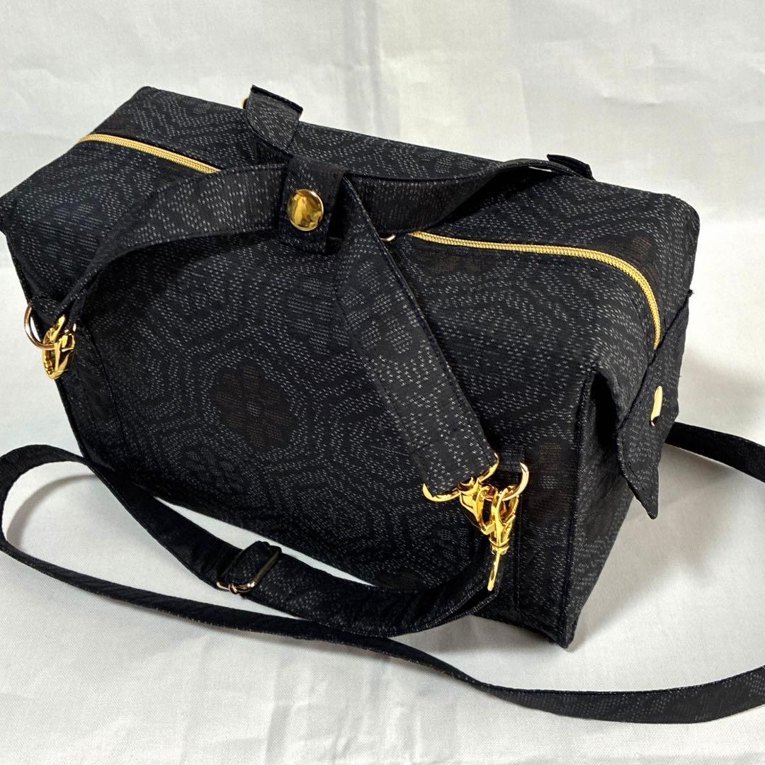 大島紬　正絹　リメイク　ミニボンバック　ショルダーバック