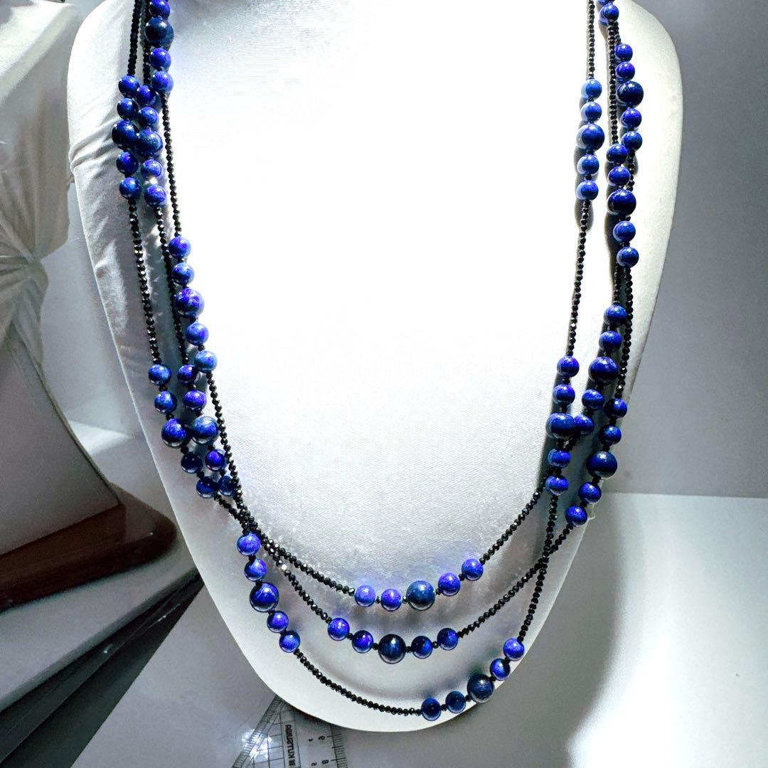 ラピスラズリブラックスピネルネックレスNO25-1882
