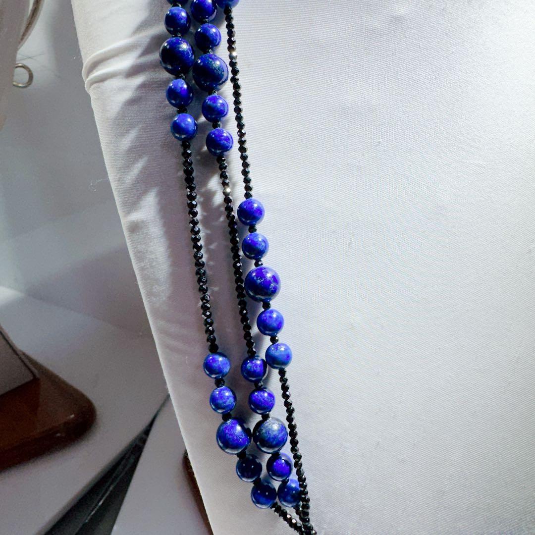 ラピスラズリブラックスピネルネックレスNO25-1882