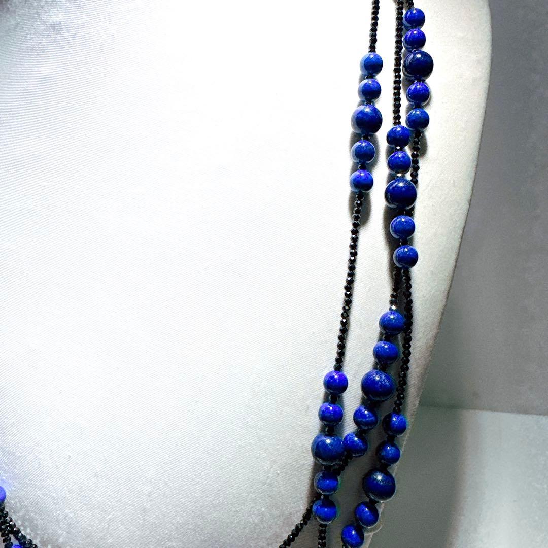 ラピスラズリブラックスピネルネックレスNO25-1882