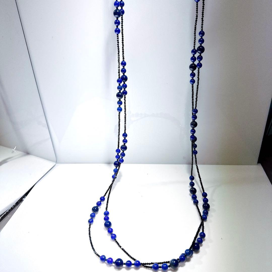 ラピスラズリブラックスピネルネックレスNO25-1882
