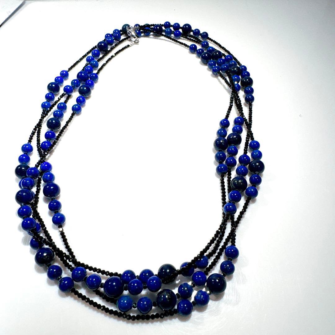 ラピスラズリブラックスピネルネックレスNO25-1882
