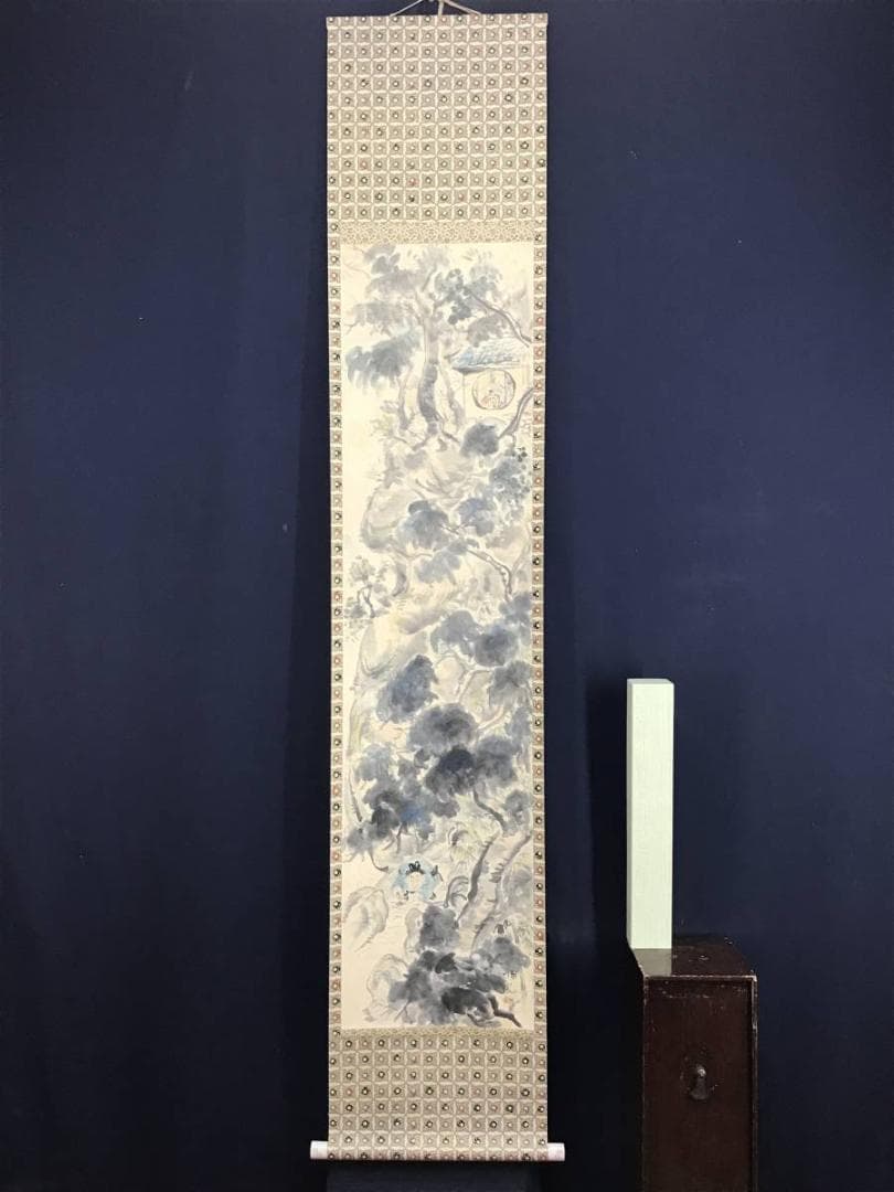 【真作】順風/山水人物図/山水図/掛軸/名家伝来/AD-972