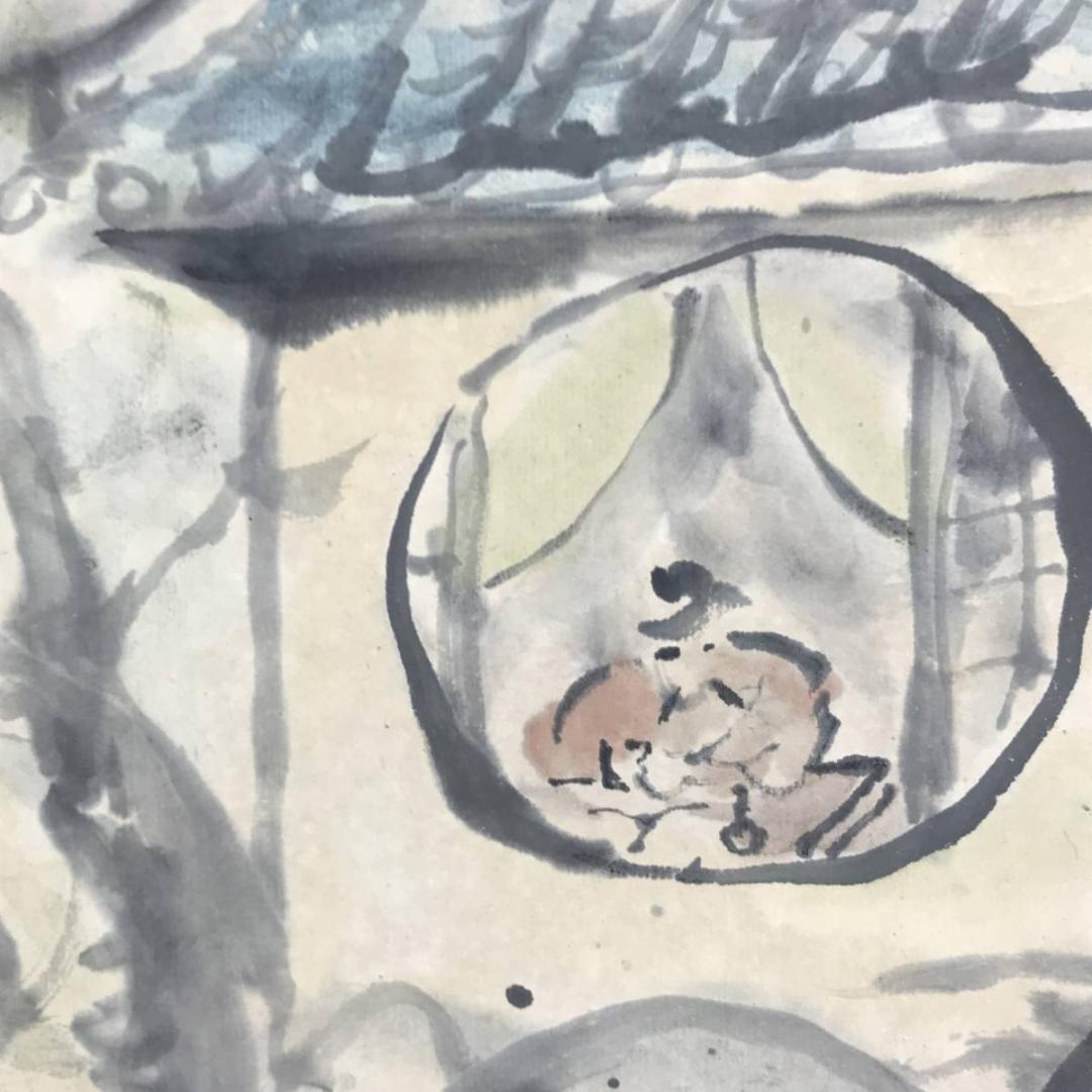 【真作】順風/山水人物図/山水図/掛軸/名家伝来/AD-972