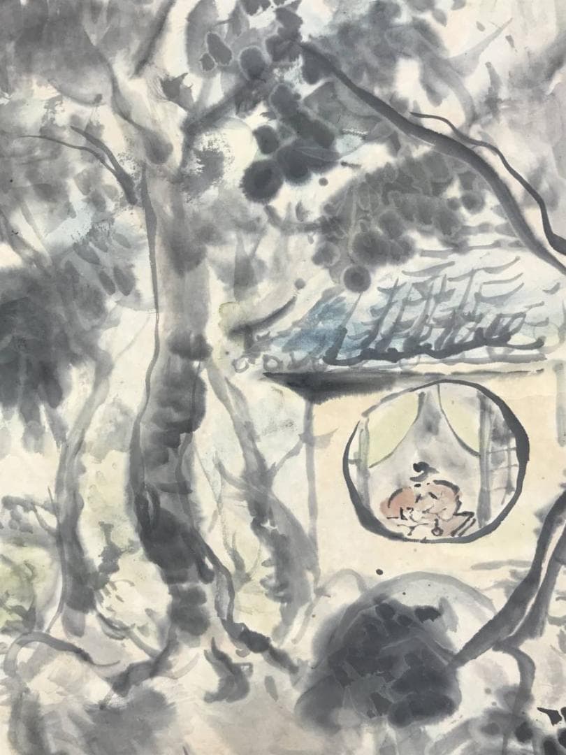 【真作】順風/山水人物図/山水図/掛軸/名家伝来/AD-972