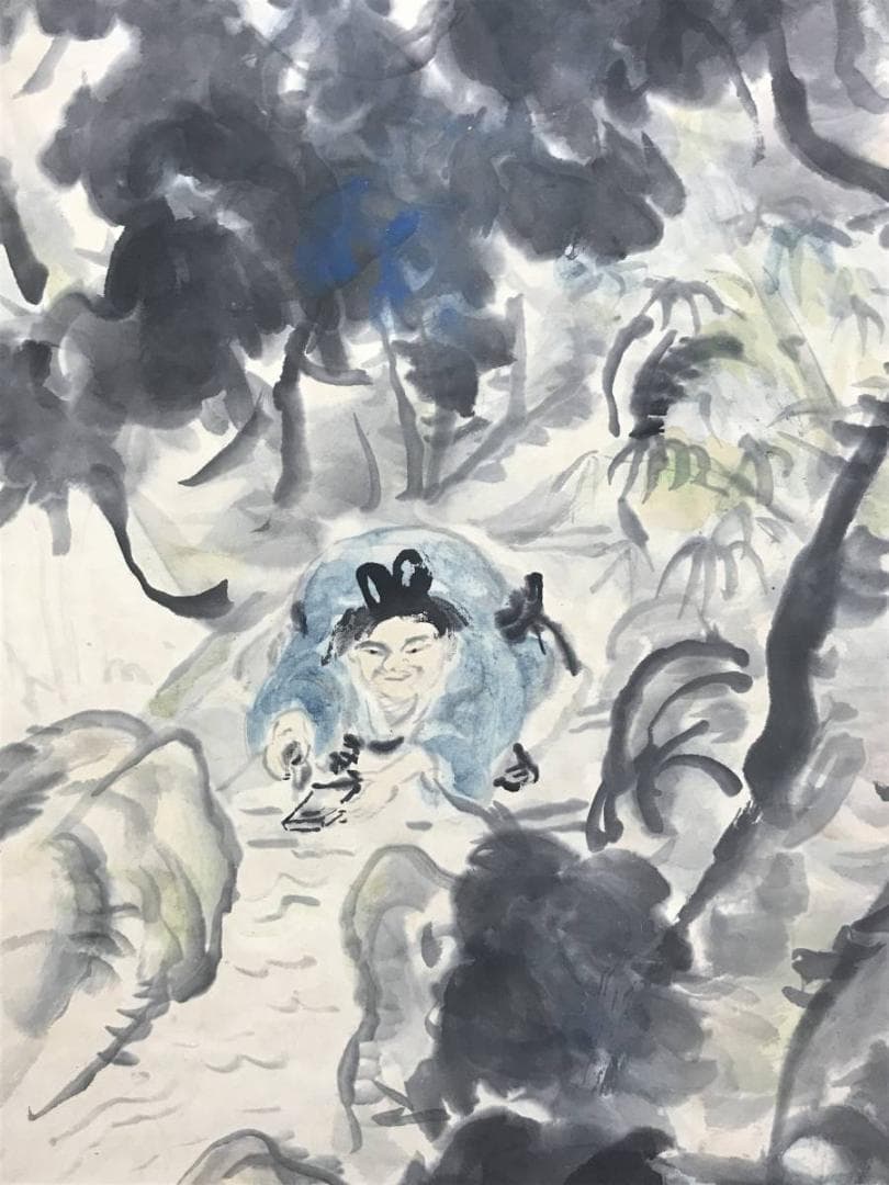 【真作】順風/山水人物図/山水図/掛軸/名家伝来/AD-972