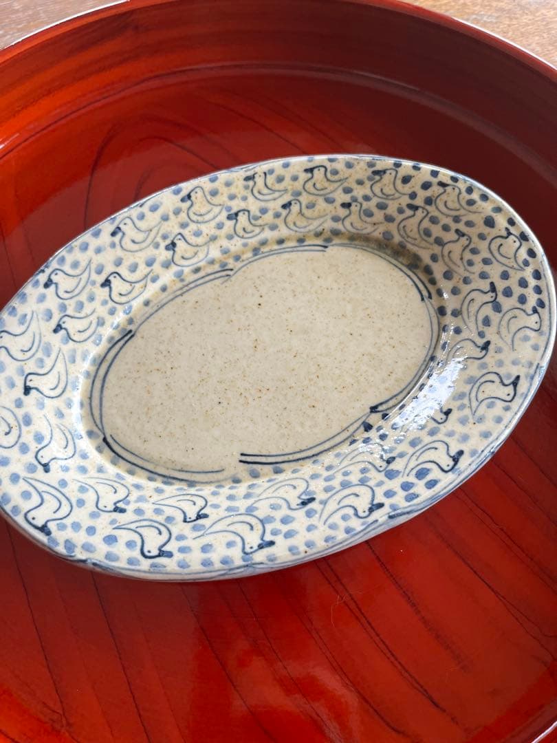 美品　作家　ムーニーともみさん　オーバル皿　益子陶器市