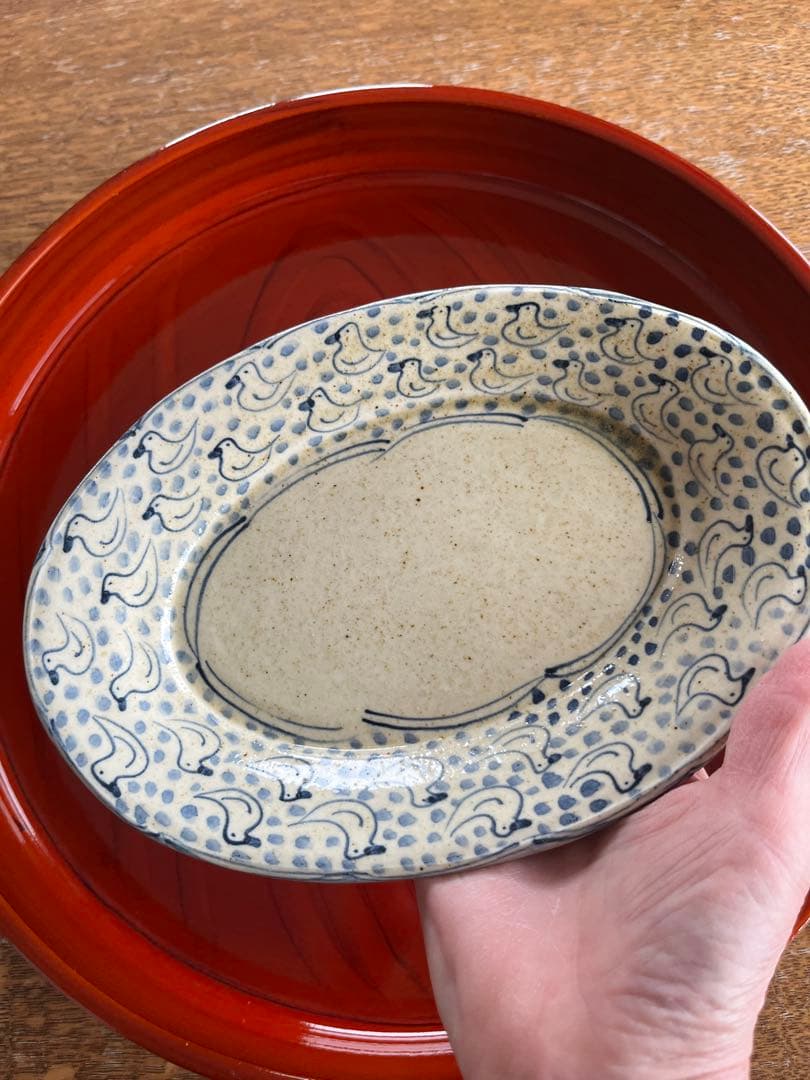 美品　作家　ムーニーともみさん　オーバル皿　益子陶器市