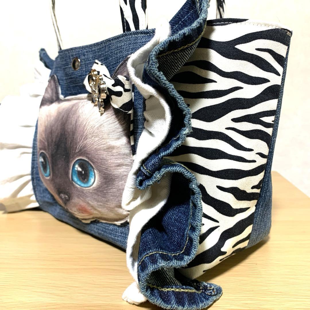 ゆ*ら様 コヤンイサムチョン　ハンドメイド　デニムリメイク　フリルバッグ　トート