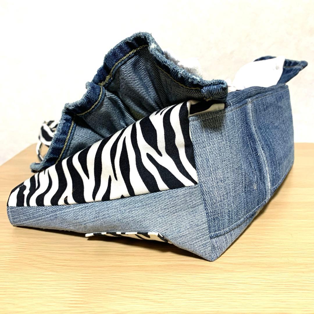 ゆ*ら様 コヤンイサムチョン　ハンドメイド　デニムリメイク　フリルバッグ　トート