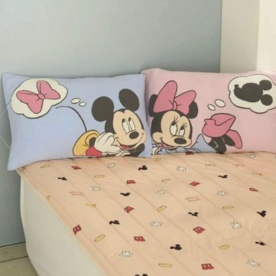 ジェラートピケ　Mickey&Minnie ジャガードピローケースナイロン新品