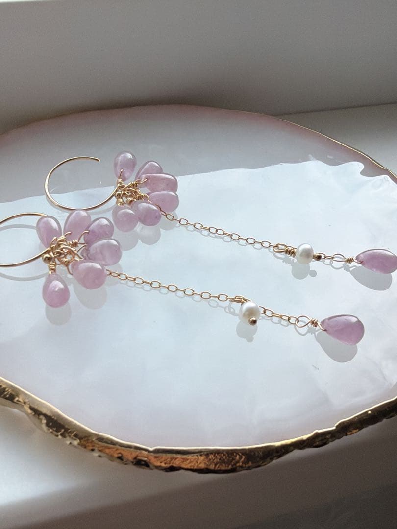 ピンクサファイア ピアス　ハンドメイド