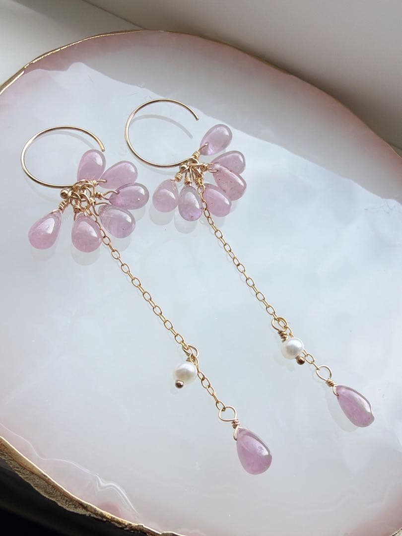 ピンクサファイア ピアス　ハンドメイド