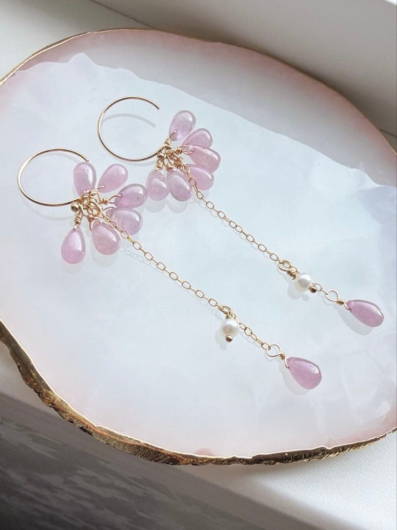 ピンクサファイア ピアス　ハンドメイド